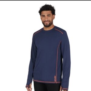 Men's Blue Long Sleeve Shirt with Red Accents